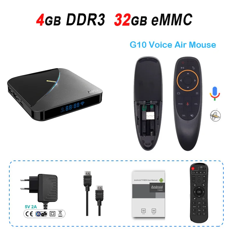 A95X F3 Air Smart tv Box Amlogic S905X3 Android 9,0 tv Box 4GB 64GB 2,4G 5G Wifi 8K RGB светильник медиаплеер 4K Netflix A95X Box - Цвет: 4GB 32GB G10