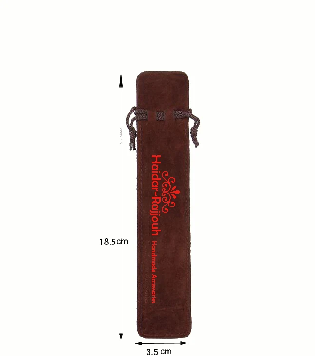 Выполненный на заказ размер 1600 шт 3,5x18,5 см двусторонний коричневый бархатный для ручки сумки с оранжевым логотипом напечатанный