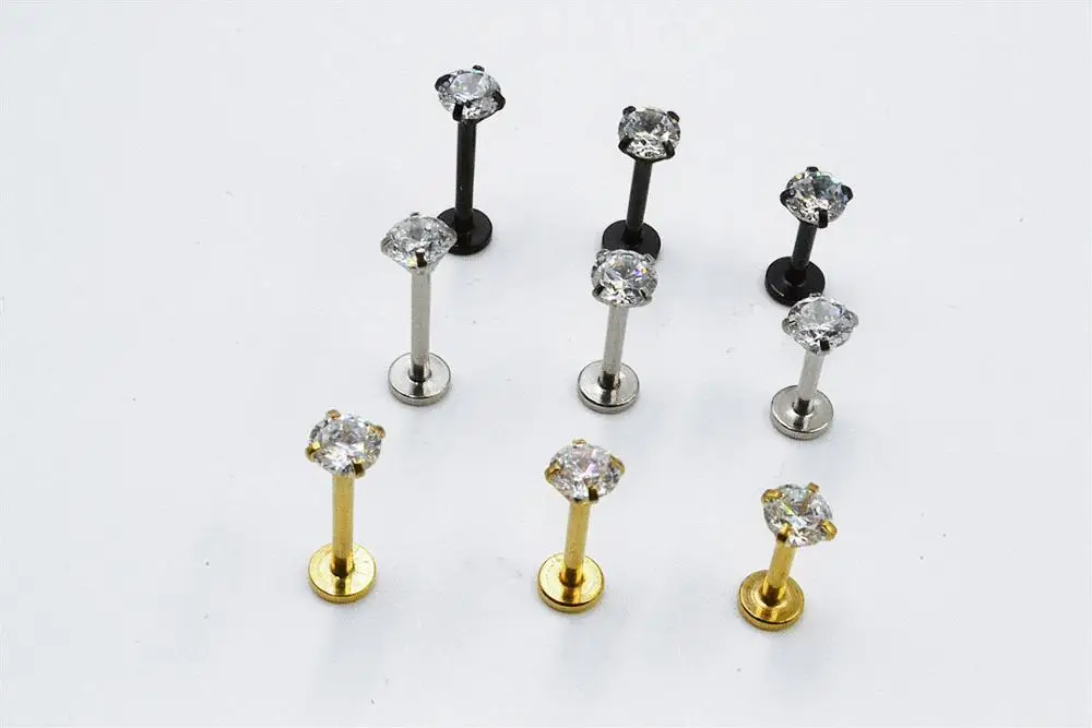 10 Steel 14g 7/16" Labrets Lip Rings Wholesale Lot 4mm