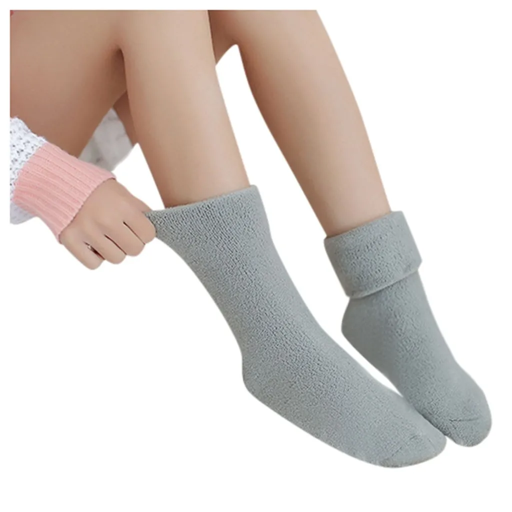 Женские махровые носки, толстые зимние теплые однотонные Повседневные носки для колледжа, для офиса, на каждый день, модные новые изысканные носки для девочек