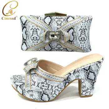 

2020 Silver Color Italian Ladies Shoes and Bag Set Decorated with Rhinestone Matching Italian Shoe and Bag Set Shoe and Bag Set