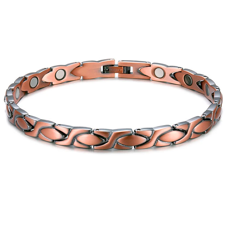 

Red Copper Magnetic Infrared Germanium Negative Ion 4-in-1 Healing Bio Energy Bracelet Women Rose Gold Health Care Bracelets