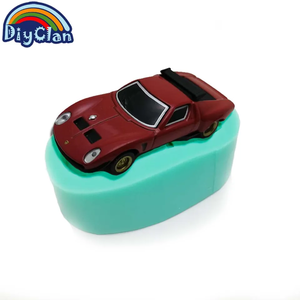 Stampo in silicone 3D per decorazioni fai da te in silicone, per torte e cioccolatini, piccole auto da corsa, stampo decorativo in silicone, stampo creativo per torte (A# + B