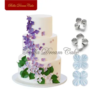 

4pcs/set Hydrangea Petal Veiner Silicone Mold Stainless Steel Cutter Molds Handmade Fondant Flower Mould Cake Decorating Tools