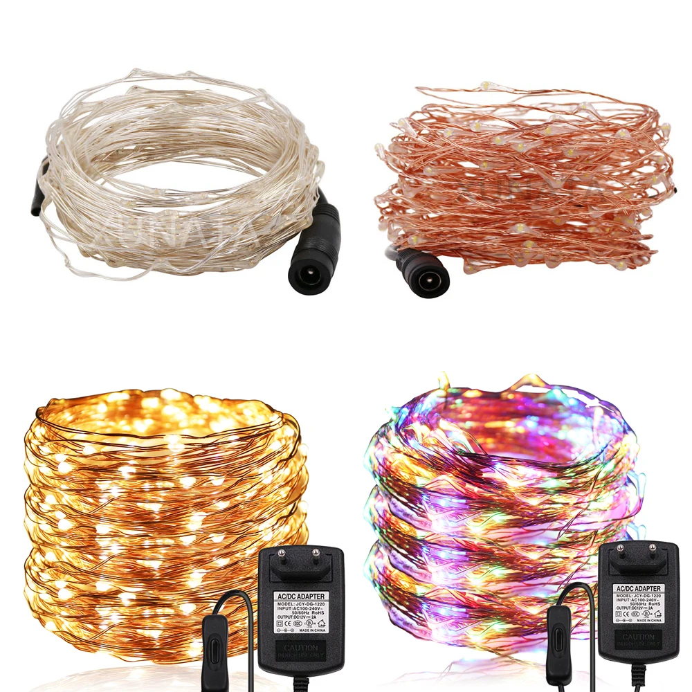 12V Led Fairy Lights Copper Wire String Christmas Lights 10M 20M 30M Holiday Outdoor Garland For Tree Wedding Party Decoration
