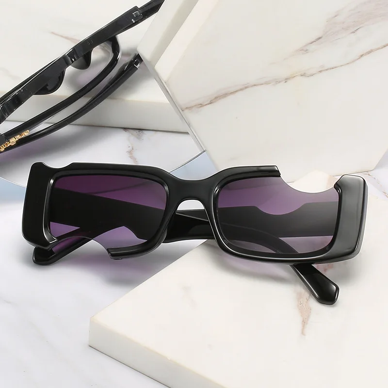 Sept Rectangular Notch Personality Sunglasses Europe And The United States Do Strange Sunglasses Funny Square Sunglasses Girl