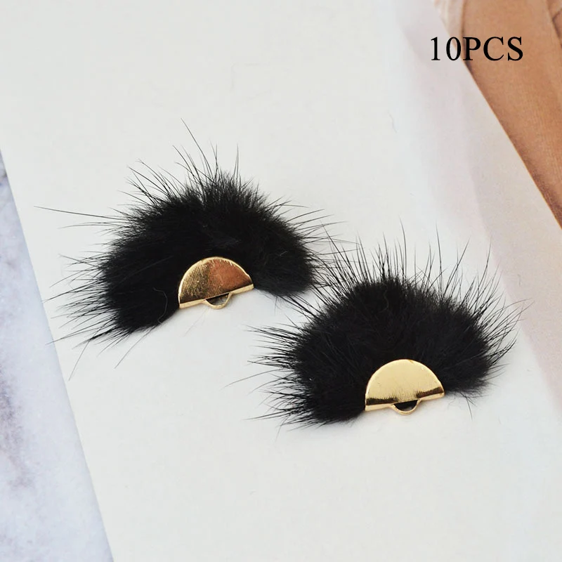 10pcs DIY Tassels Fur Ball Colorful Creative Pom Pon Jewelry Hair Accessories Handmade Earrings Accessories High Quality - Цвет: Черный