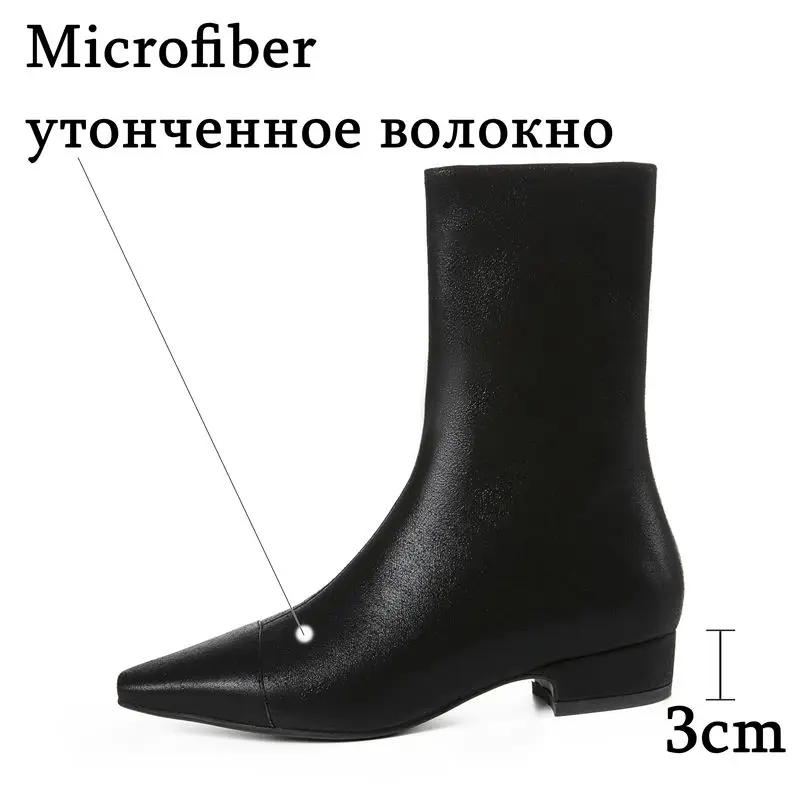 ALLBITEFO/высококачественные женские ботинки из микрофибры; однотонные ботильоны с острым носком; модные удобные ботинки для отдыха; сезон осень-зима