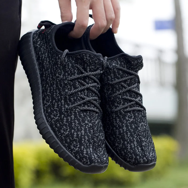 

2019Mesh knit men's shoes autumn breathable black socks shoes a pair of leisure shoes men trend high-top shoes