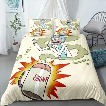 

Haguyy 3D R&M Series Bedding Sets Cartoon Printing Duvet Cover Set Single Full Queen King Home Textile for Kids Gifts