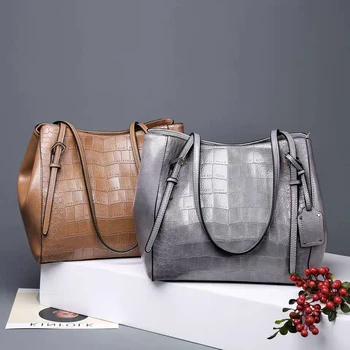 

High quality casual large capacity ladies Handbag Shoulder Bag leather Women's bucket handbag Messenger bag soft Crossbody Bag