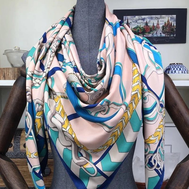 Новый 100% шелковый шарф женский испанский пояс Большие шали расплавленный принт