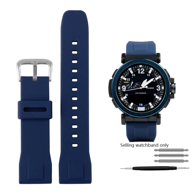 thumbnail image 1 of Correa de reloj de caucho negra de 24 mm para Casio PRG-600/600Y PRG-650/650Y Wachband PRW-6600 GA 2000 Uhrenarmband Pulsera impermeable, 1 of 5