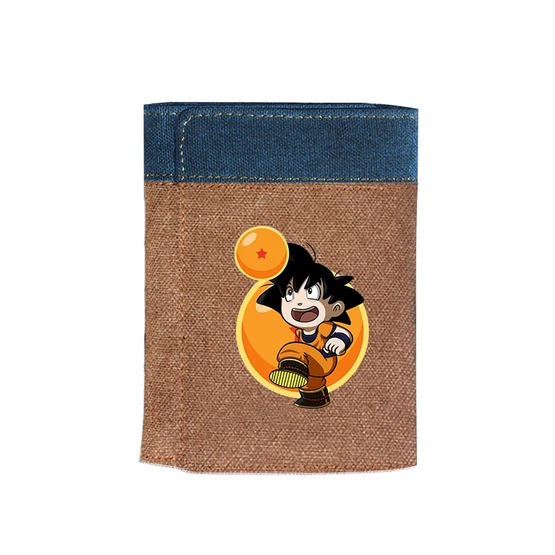Супер короткий кошелек Dragon Ball Аниме Сон Гоку сумка для денег мультфильм ID держатель для карт холст Демин Синий кошелек для монет Kakarotto Carteira