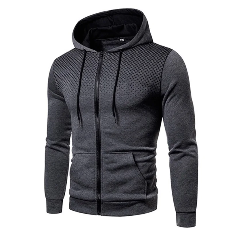 Gris - Sudadera con Capucha Cremallera y Bolsillos para Hombre