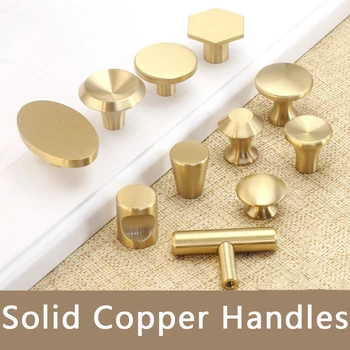 

2pcs Brass Door Knob Cabinet Handles Cupboard Drawer Kitchen DIY Handle Furniture Wardrobe Accessories 25*21mm 14Sizes Optional