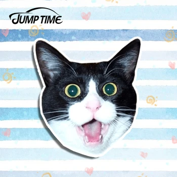 

Jump Time 13cm x 11.6cm Impressed Cat Head Meme Decal Vinyl Funny Stickers Car Styling Waterproof Decal Motor Car Accessories