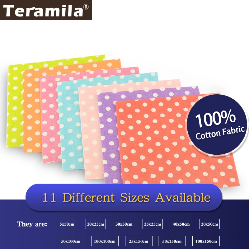 100% Cotton Fabric 7PCS Mixed Fat Quarters Dots Design Bundle Tildas for Quilting Meter Fabric Square Sewing Patchwork