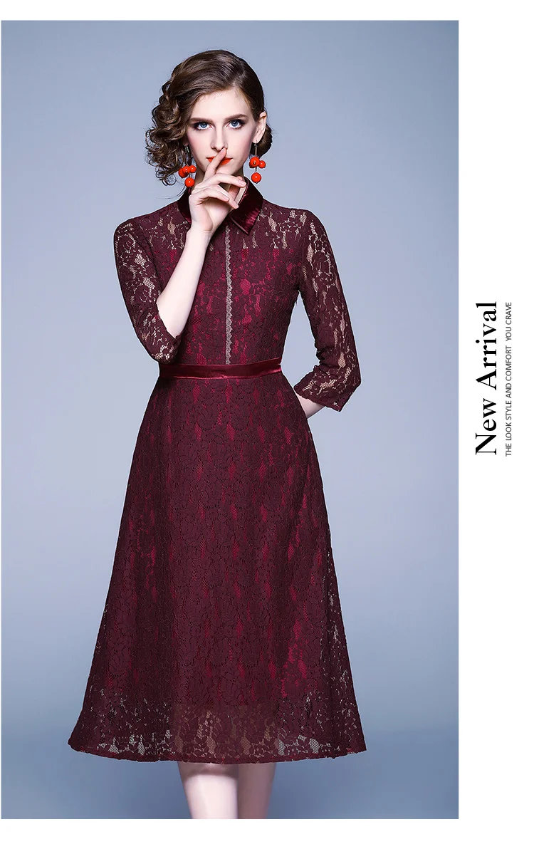 Новое Осеннее Красное Кружевное рождественское платье средней длины Vestidos Invierno Mujer готическое платье Sukienki Letnie Robe Kleider Damen K8608