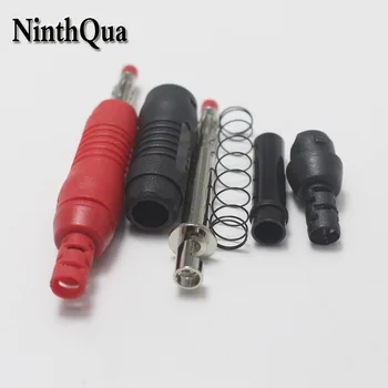 

10pcs 4mm banana plug safety type telescopic sheath welding assembly type nickel-plated for 13AEG 14AWG 16AWG Silicone Cable