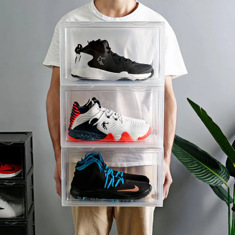 

Large Storage Drawer Type Basketball Shoe Box Stackable Shoes Storage Box Cosmetic Storage Finishing Box Display Cabinet Shoes