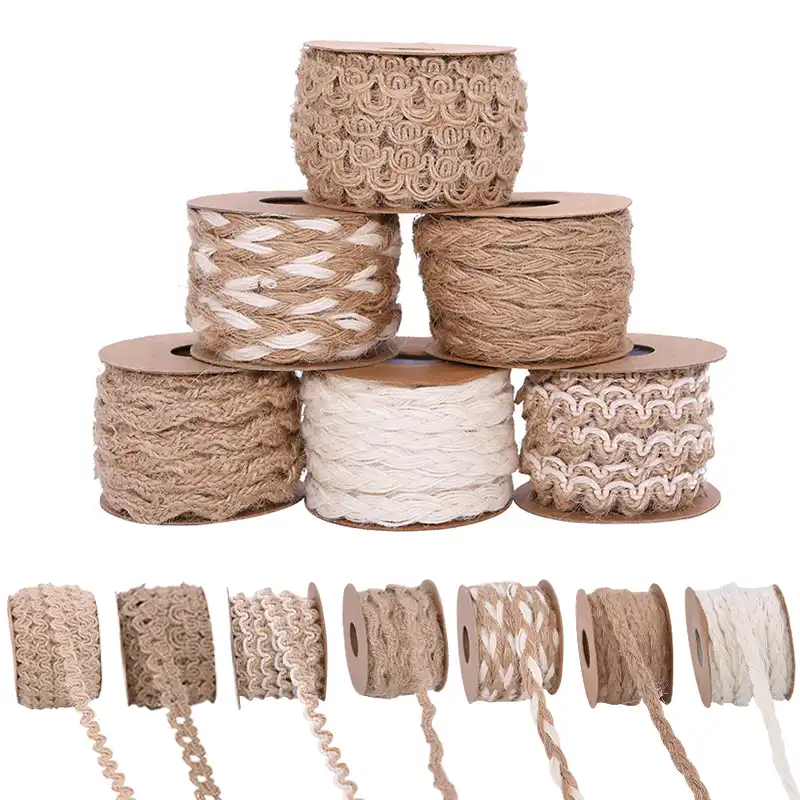 5m Roll Natural Burlap Lace Jute Ribbon Hessian Hemp Ribbon For Diy Rustic Wedding Christmas Birthday Party Decor Gift Wrapping Ribbons Aliexpress