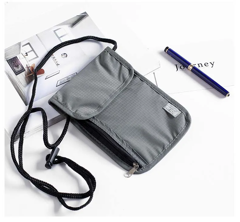 Waterproof nylon travel document storage pouch with RFID blocking