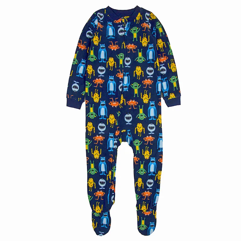 baby clothes brands Children's polar fleece boys and girls one-piece romper with feet one-piece romper warm pajamas spring, autumn and winter feet baby nightgown newborn