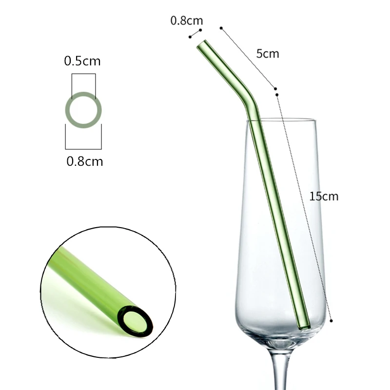 4Pcs Colorful Glass Straws with Brushes Eco Friendly Reusable Drinking Glass Straw Bar Party Events Favors Drinkware Accessoroy