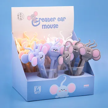

16 pcs/lot Creative Big ears Mouse Gel Pen Cute 0.5 mm black ink Signature Pen School Office writing Supplies Promotional Gift