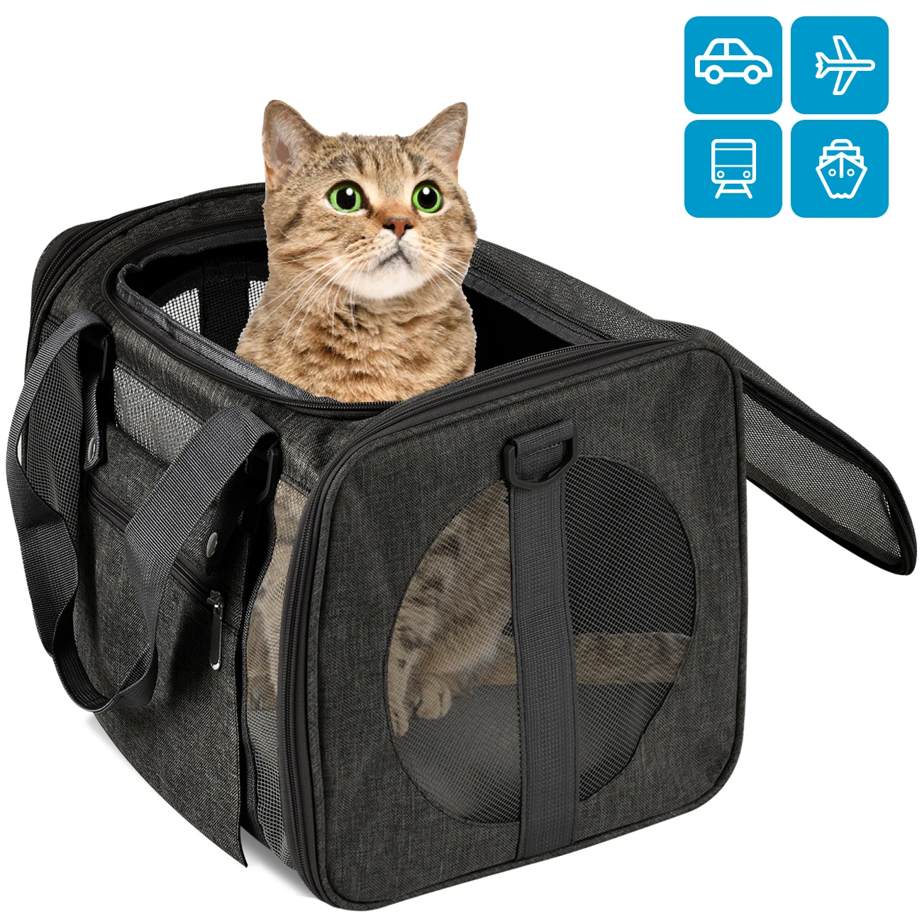 Рюкзак для домашних животных, сумка-мессенджер, сумка для кошек, собак, переноска, исходящая дорожная сумка, мягкая сторона, дышащая сетка, самолет, утвержден