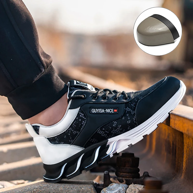 Work Shoes Men Construction Indestructible Shoes Anti-Smashing Puncture Proof Breathable Men Steel Toe Cap Safety Men Boots