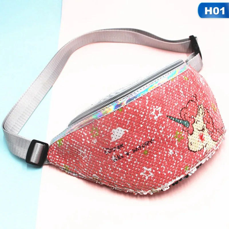 BG3354H01 Поясная сумка с единорогом для женщин и девочек-подростков, спортивная сумка для кемпинга с блестками - Цвет: BG3354H01