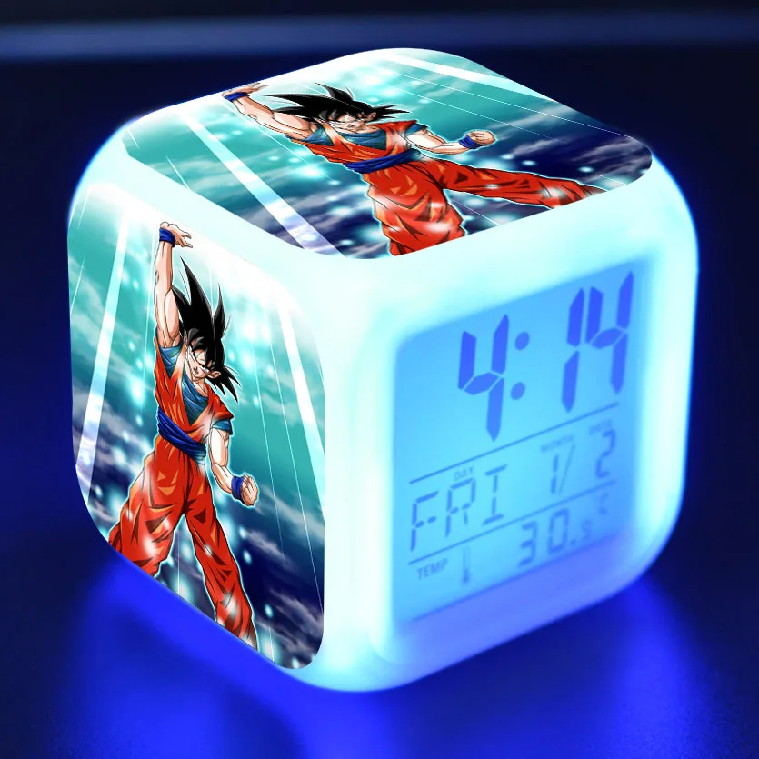 Мультфильм Dragon Ball детский будильник игрушки светодиодные Будильник, цифровой Электронные часы с будильником Пробуждение света настольные reveil wekker