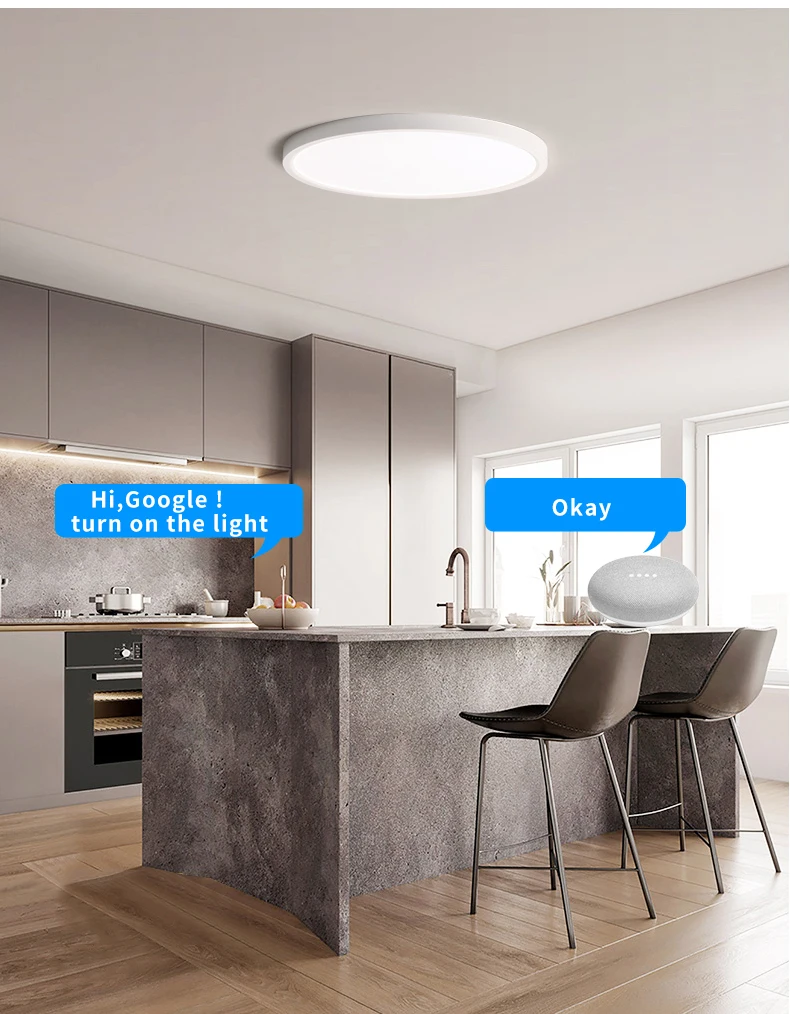 Светодиодный светильник с Умной панелью, Wi-Fi приложение Голосовое управление, работающее с Google Home Alexa Echo IFTTT, ультратонкий Светодиодный поверхностный монтаж умный дом для кухни