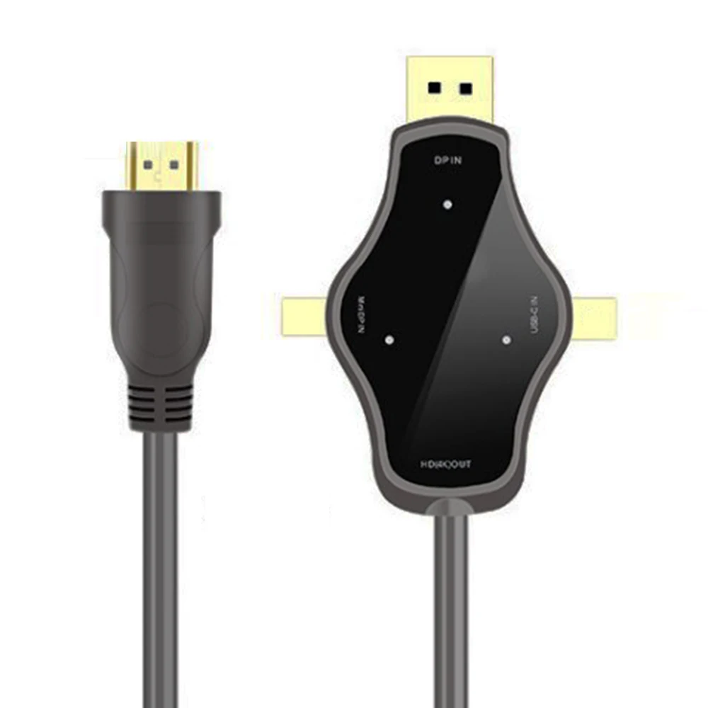 

3 in 1 4K 30HZ HDMI to Mini DP Display Port Type C Adapter Cable for Samsung S8 Huawei Mate 10 Macbook Computer Projector