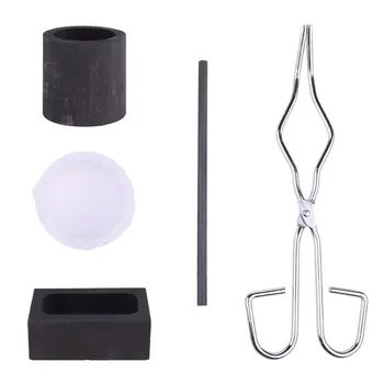 

5pcs/Set Torch Melting Gold Silver Kit Crucible Tong Rod Borax Graphite Ingot