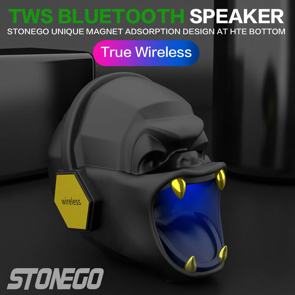 

STONEGO Bluetooth 5.0 Speaker, Unique Shape Wireless Speaker HD Sound FM Mode / Handfree Calling / USB / AUX / TF Slot Input