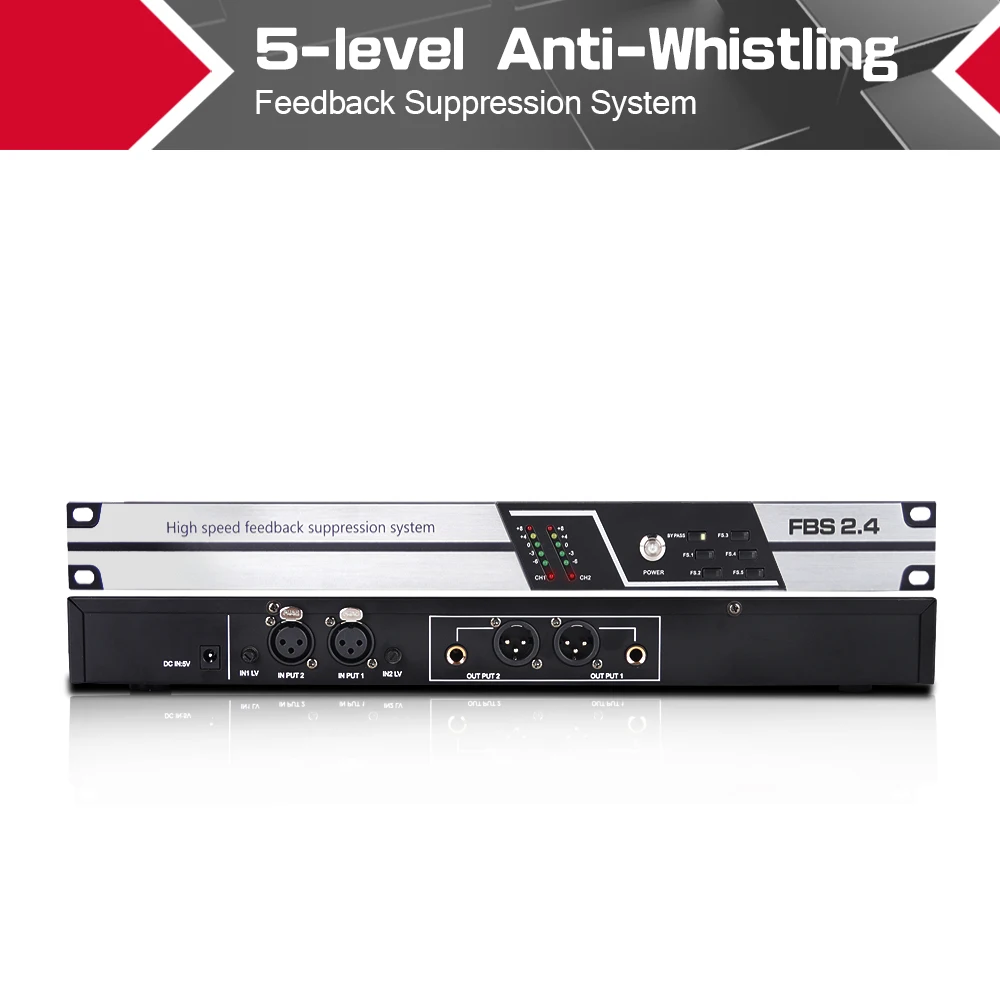 

XTUGA Professional Dual Channel 5-level Anti-Whistling Frequency Shifter High-speed Feedback Suppression Conference Microphone