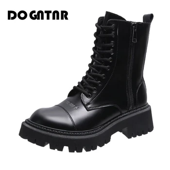 

2020 Spring And Autumn Mid-Tube Black Women's Boots Non-Slip Wear-Resistant Women's High Heels Comfortable Platform Snow Boots
