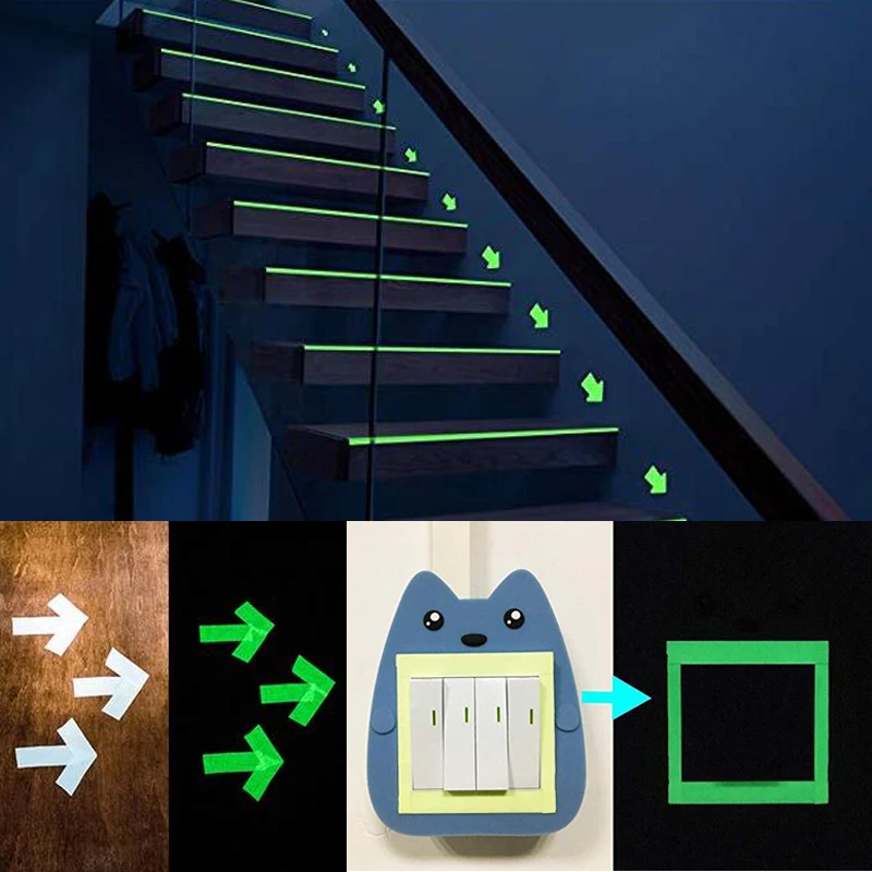 Glow Tape Self-Adhesive Sticker Removable Luminous Tape Fluorescent Glowing Dark Striking Night Warning Luminous