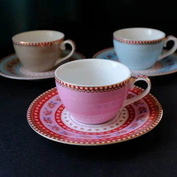 

Luxury Bone Coffee Cups Vintage Ceramic Cups High Quality Tea Cups and Saucers Sets Bone China Tea Sets Cup and Saucer Set Bb50