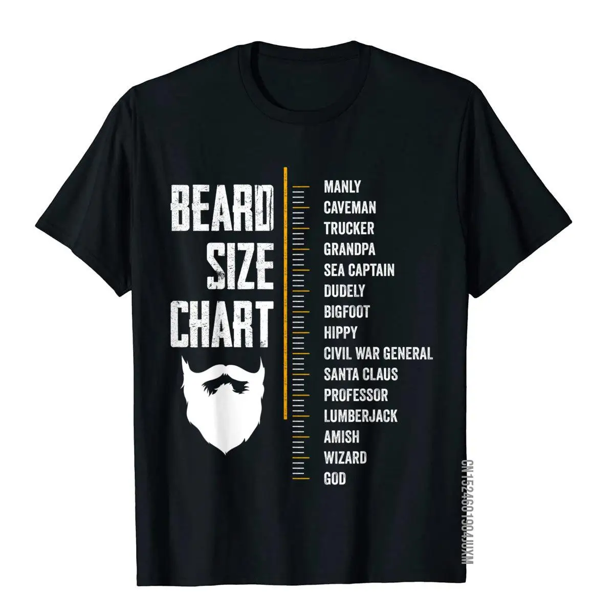 Mens Beard Measurement Chart Gift Beard Length Funny Growth Chart T-Shirt__97A868black