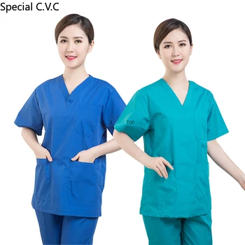 

Women's Medical Uniforms Classic V-neck Scrub Tops Pure Cotton Doctor Clothing Nurse Uniform Surgical Clothing ( Just A Top)