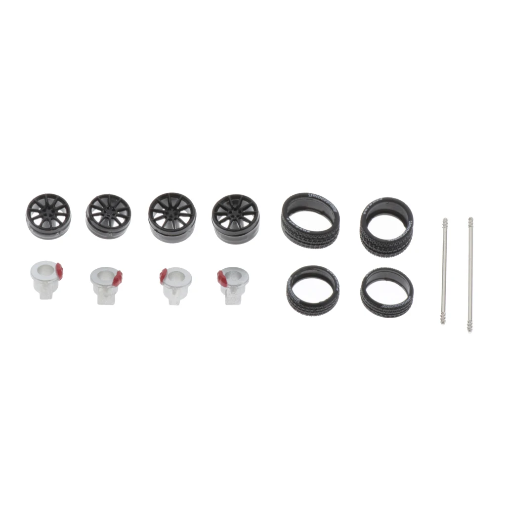 4Pcs 1:64 Model Car Wheel Tire for Tomica Hotwheels Vehicles Spare Parts