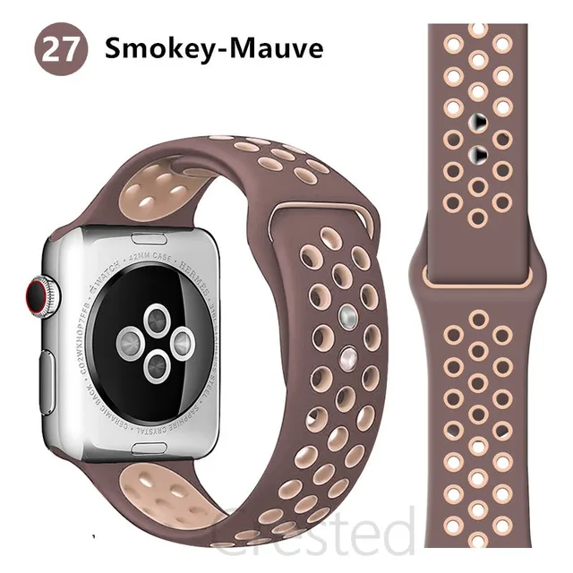 Silicone Strap For apple Watch band 44mm 40mm 45mm 41mm 40 44 mm Breathable Accessories watchband bracelet iWatch 3 4 5 se 6 7 Smokey Mauve 27