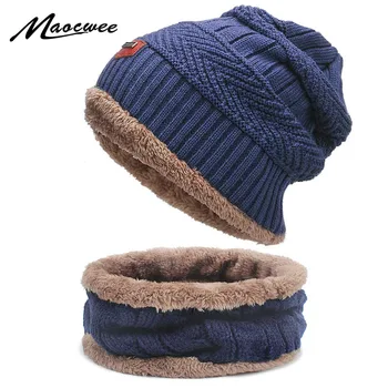 Hot Sell Winter Cashmere Hat Scarf Set Men Solid Color Warm Cap Scarves Male Neutral Outdoor Accessories Hats Scarf 2 Pieces 1
