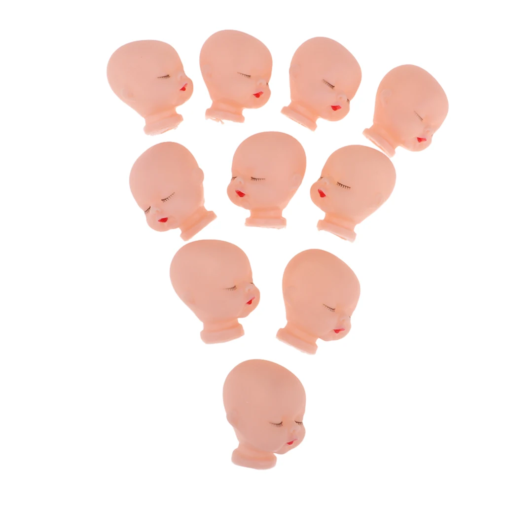 10 Pieces Red Lips Sleeping  Doll Heads Sculpt For Mini Keychain  Toy DIY Custom Body Parts