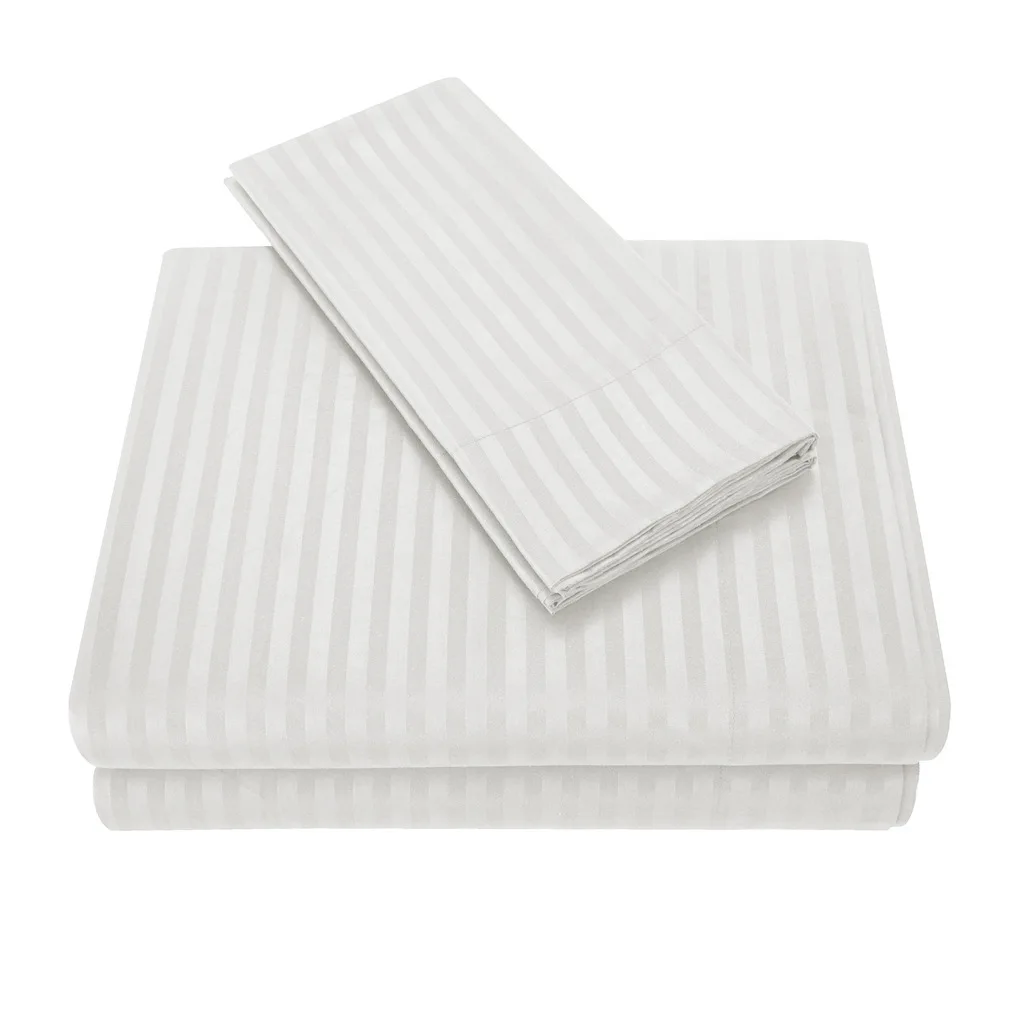 Solid Bedding Set Soft Flat Sheets Fitted Sheet Striped Embossed Brushed Bedding Set Bedspread On The Bed Adult Beds Sheet