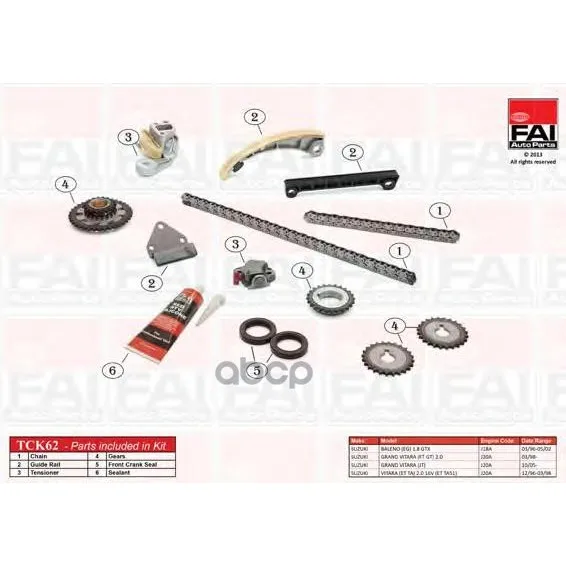 Комплект Цепи Грм Suzuki Vitara(Et Ta) 2.0 16v(Et Ta51) 12/96-03/98(J20a) FAI арт. TCK62